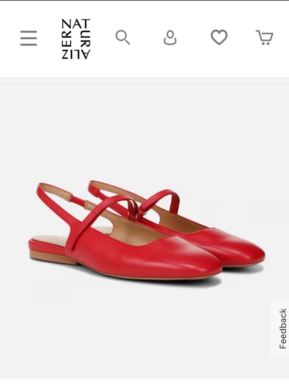 Naturalizer Red Slingback Square-Toe Flats